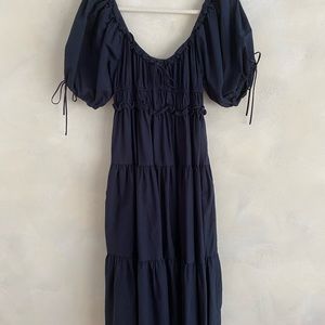 Ruffled and Ruched  MIDI dress